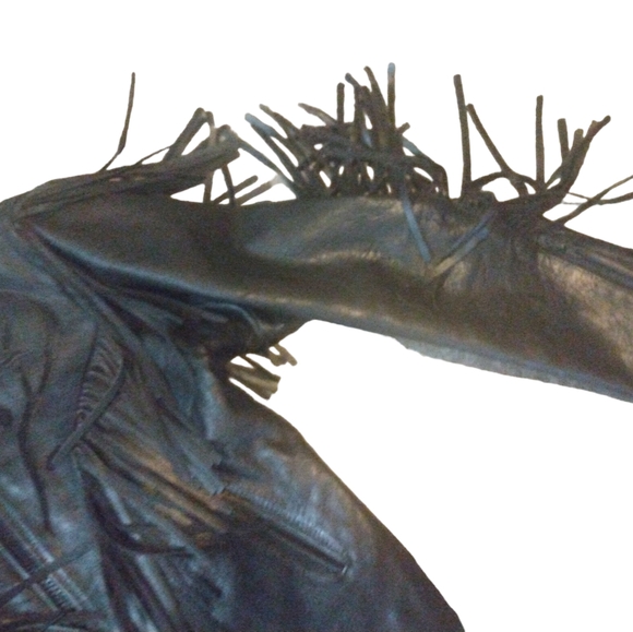 Vintage Wilson's Thinsulate Women's Leather Fringe Rose Design Biker Jacket - Picture 3 of 11